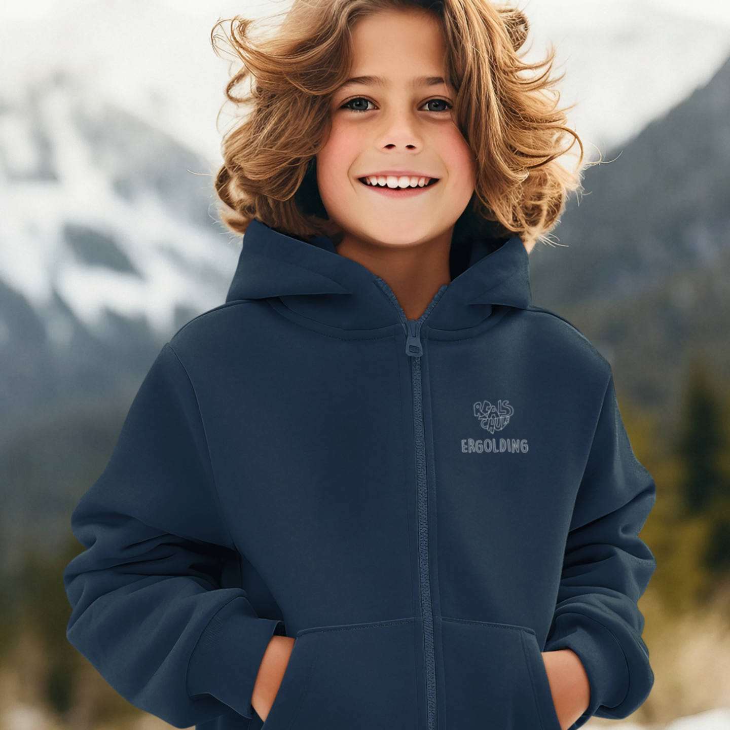 Realschule Ergolding Bio-Baumwolle Zip-hooded Jacke Small Logo