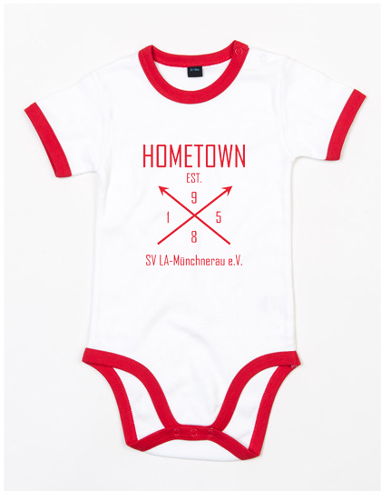 Babybody Ringer "Hometown" weiß/rot
