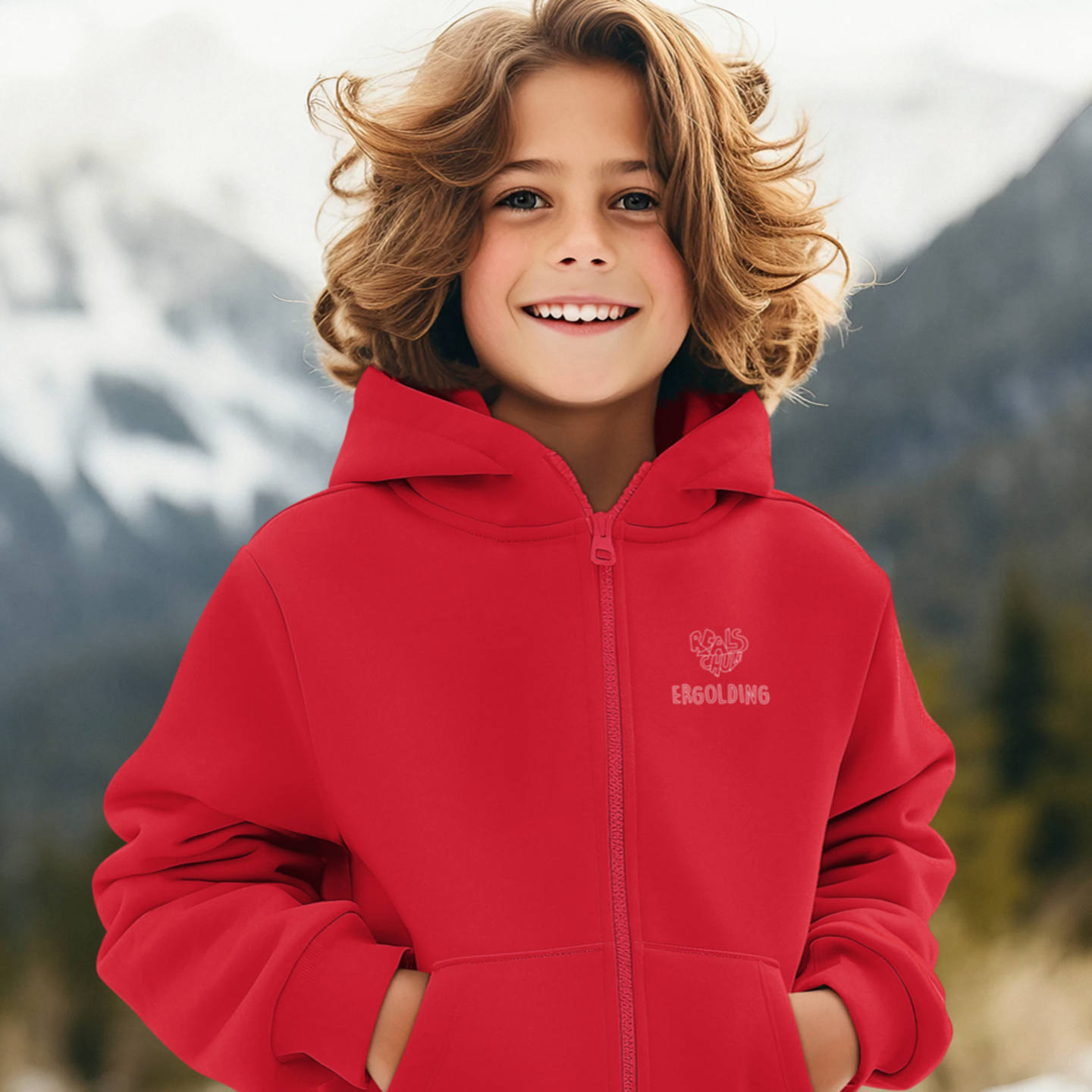 Realschule Ergolding Bio-Baumwolle Zip-hooded Jacke Small Logo